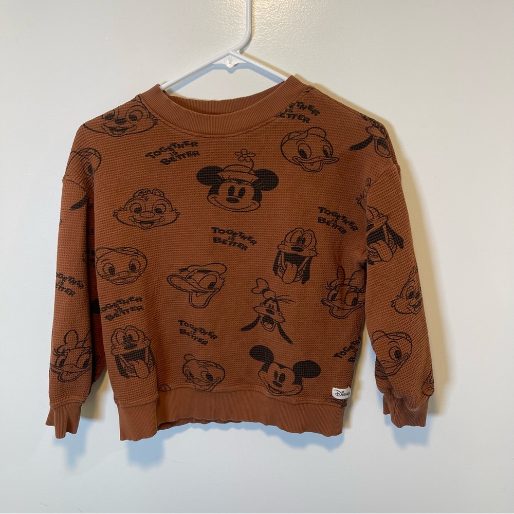 H&M Disney printed waffle sweatshirt crewneck long sleeve kids size 8-10Y